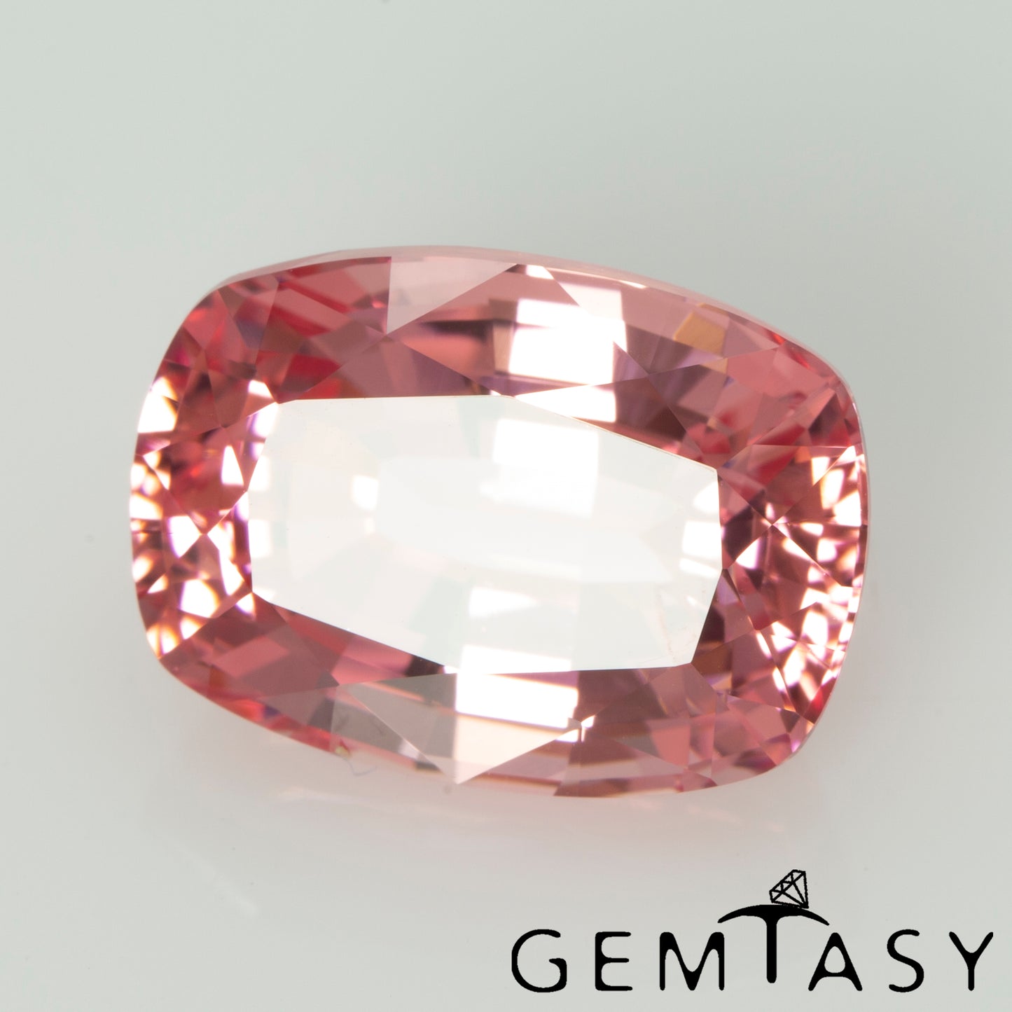 Cut stone - Sapphire Padparadscha Czochralski (Pulled) lab grown, facet Cushion 14x10mm 9.31-10.27ct