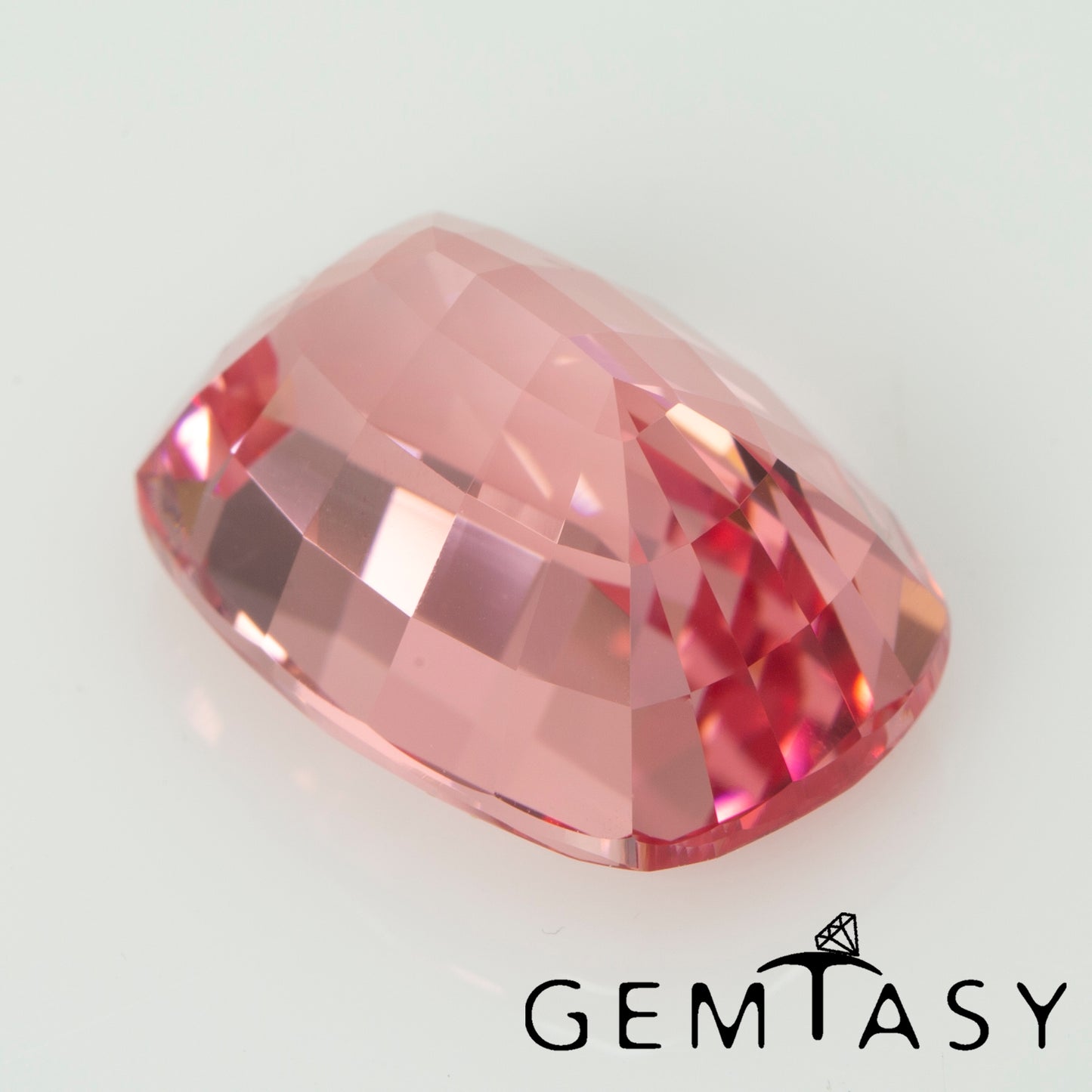 Cut stone - Sapphire Padparadscha Czochralski (Pulled) lab grown, facet Cushion 14x10mm 9.31-10.27ct