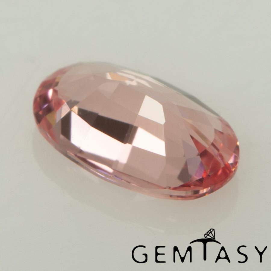Cut stone - Sapphire Padparadscha Czochralski (Pulled) lab grown, facet Oval 5x3mm 0.25-0.30ct