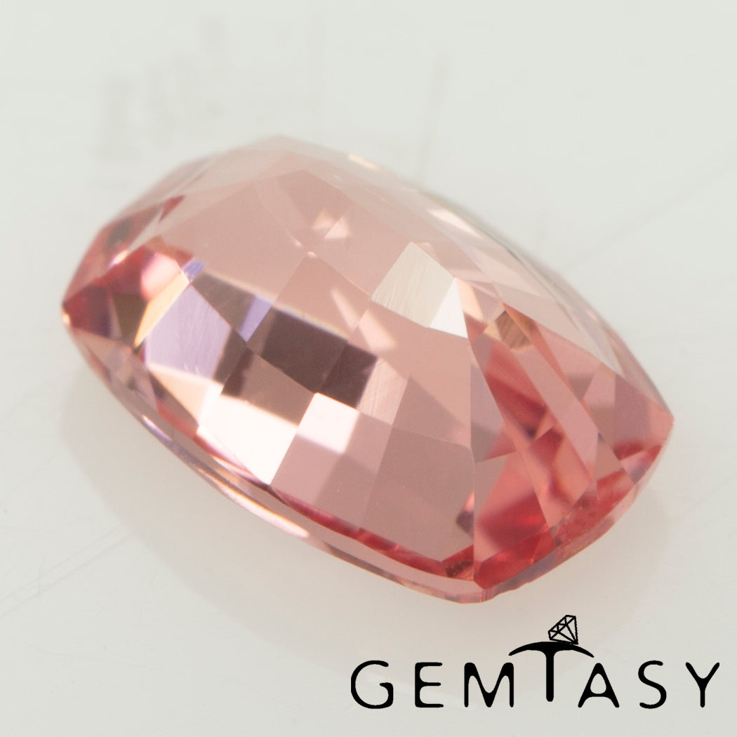 Cut stone - Sapphire Padparadscha Czochralski (Pulled) lab grown, facet Cushion 6x4mm 0.59-0.72ct