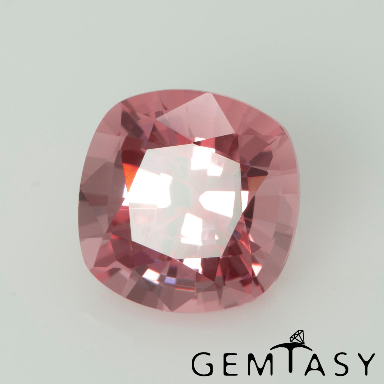 Cut stone - Sapphire Padparadscha Czochralski (Pulled) lab grown, facet Cushion 8x8mm 2.62-3.34ct