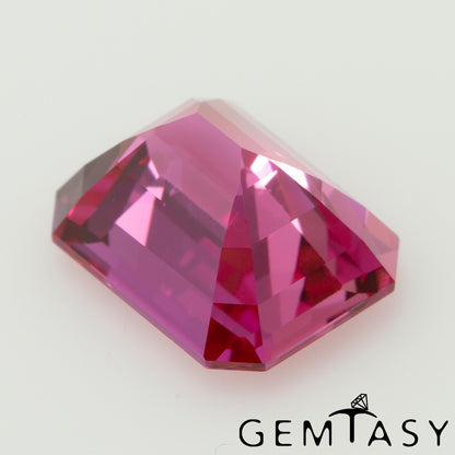 Cut stone - Sapphire Padparadscha Czochralski (Pulled) lab grown, facet Octagon 10x8mm 4.21-4.64ct