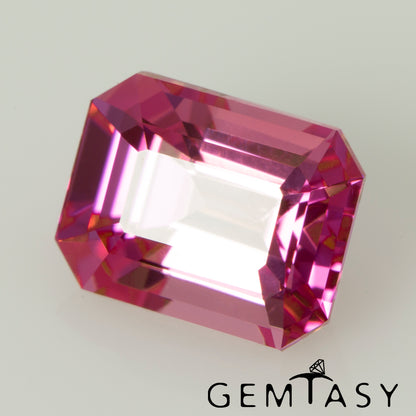 Cut stone - Sapphire Padparadscha Czochralski (Pulled) lab grown, facet Octagon 8x6mm 1.89-2.12ct