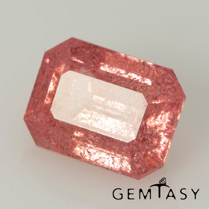 Pierre taillée - Saphir Padparadscha Czochralski (Tiré) cultivé en laboratoire, facette Octogone 8x6mm 2,44-2,58ct