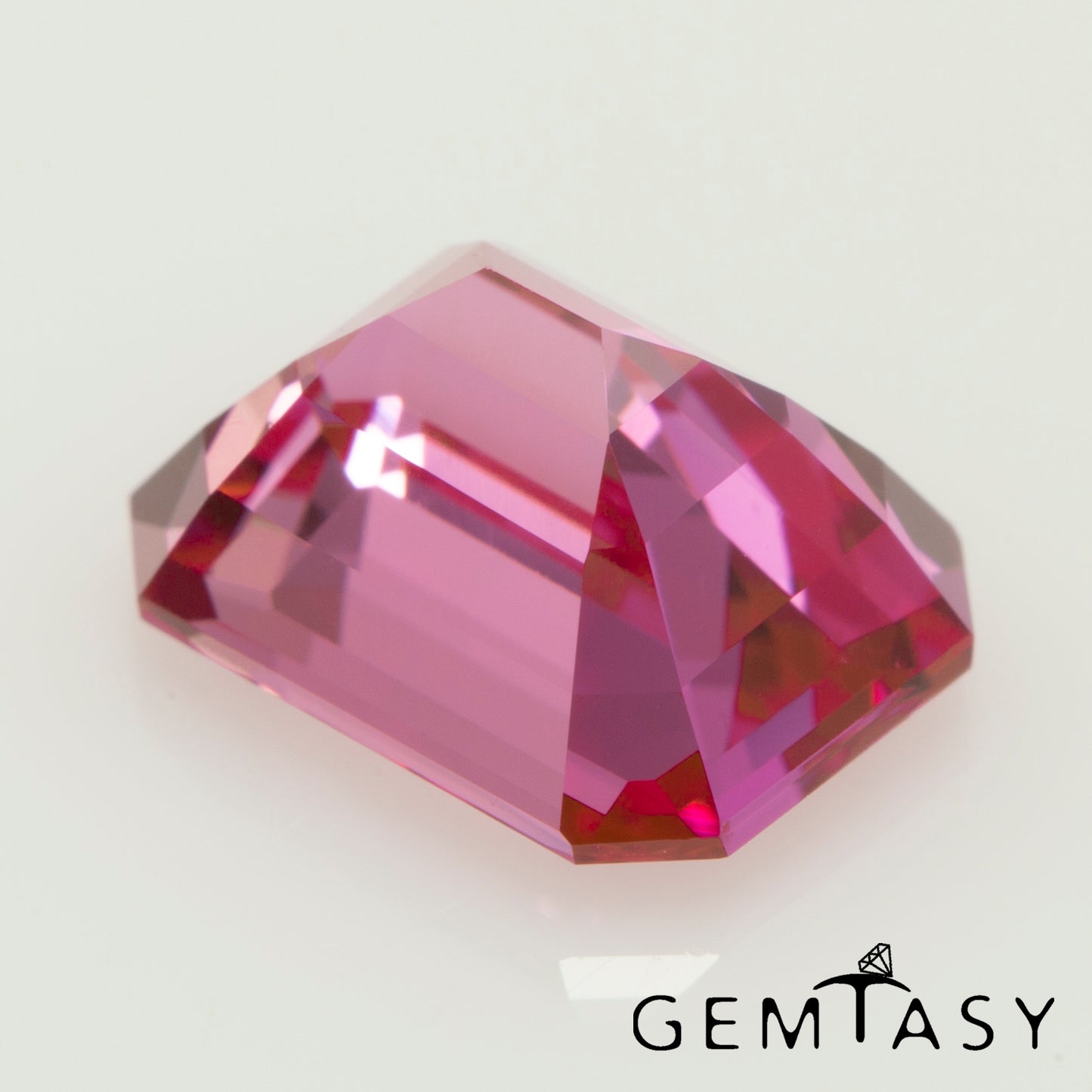 Cut stone - Sapphire Padparadscha Czochralski (Pulled) lab grown, facet Octagon 8x6mm 1.89-2.12ct