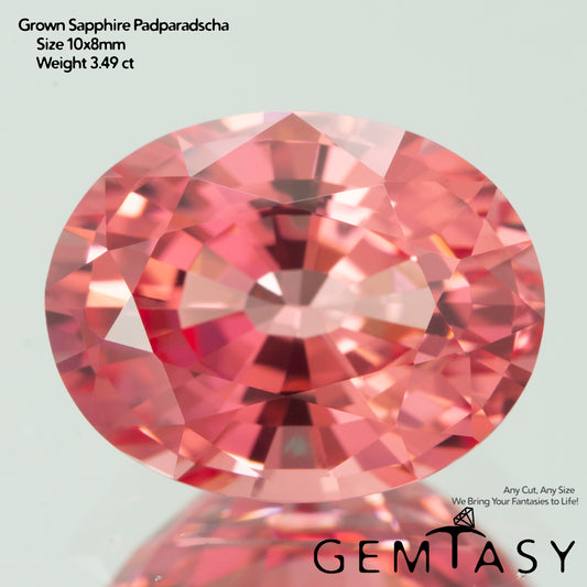 Piedra tallada - Zafiro Padparadscha Czochralski (Extraído) cultivado en laboratorio, facetado Ovalada 10x8mm 3,49-4,08 ct