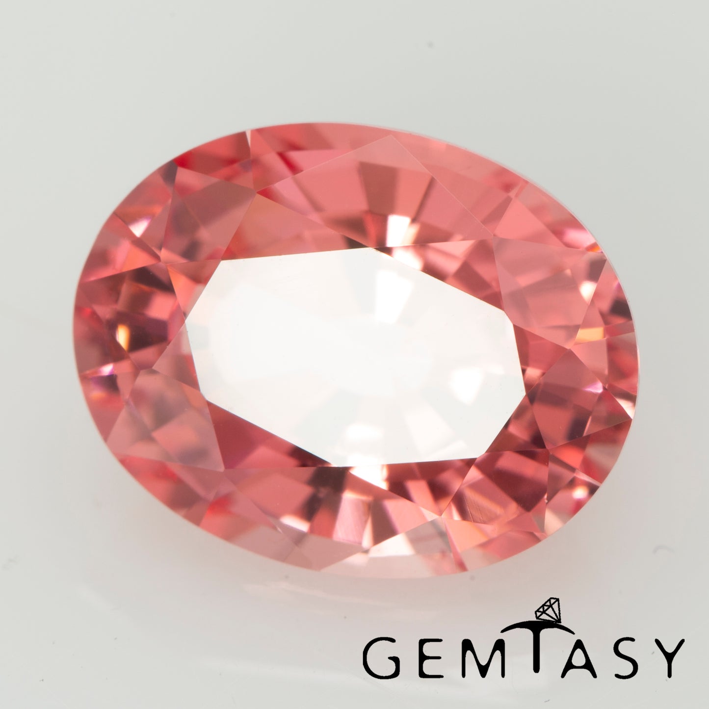 Piedra tallada - Zafiro Padparadscha Czochralski (Extraído) cultivado en laboratorio, facetado Ovalada 10x8mm 3,49-4,08 ct