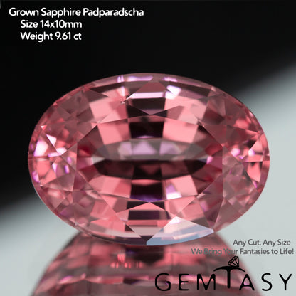 Cut stone - Sapphire Padparadscha Czochralski (Pulled) lab grown, facet Oval 14x10mm 8.82-9.61ct