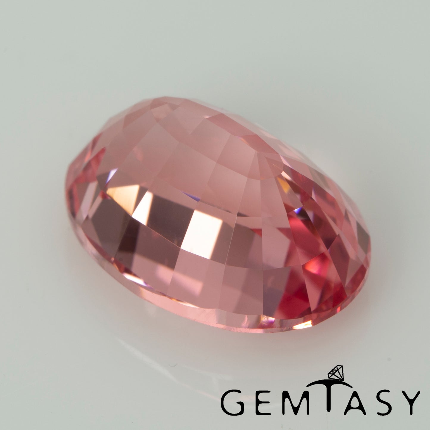 Cut stone - Sapphire Padparadscha Czochralski (Pulled) lab grown, facet Oval 14x10mm 8.82-9.61ct