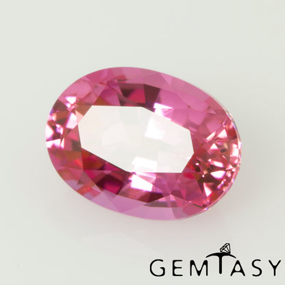 Pierre taillée - Saphir Padparadscha Czochralski (Tiré) cultivé en laboratoire, facette Ovale 7x5mm 1,00-1,12ct