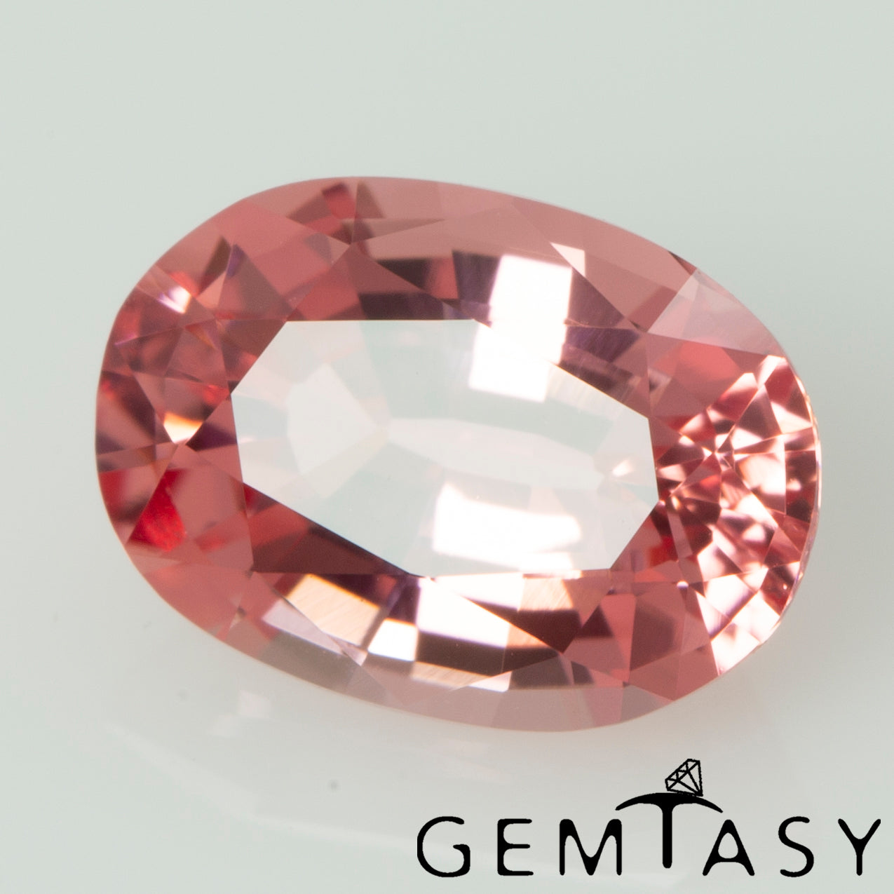 Cut stone - Sapphire Padparadscha Czochralski (Pulled) lab grown, facet Oval 7x5mm 1.04-1.23ct