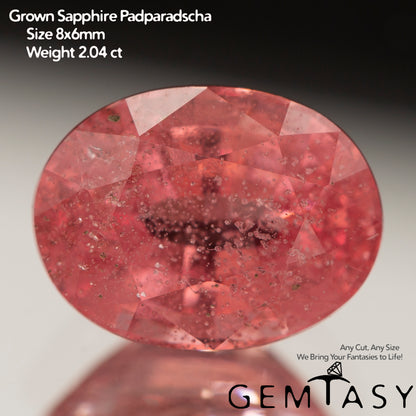 Pierre taillée - Saphir Padparadscha Czochralski (Tiré) cultivé en laboratoire, facette Ovale 8x6mm 1,89-2,04ct