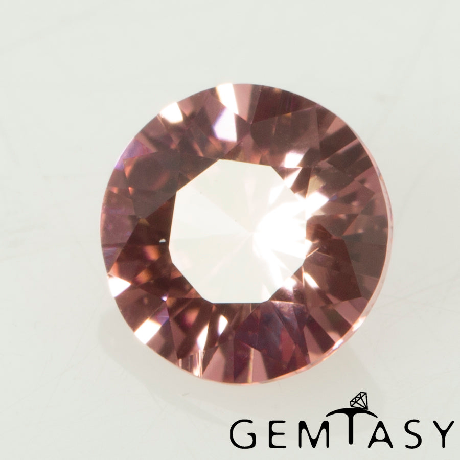 Cut stone - Sapphire Padparadscha Czochralski (Pulled) lab grown, facet Round 4mm 0.30-0.35ct