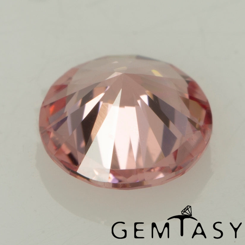 Cut stone - Sapphire Padparadscha Czochralski (Pulled) lab grown, facet Round 4mm 0.30-0.35ct