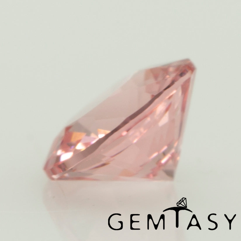 Cut stone - Sapphire Padparadscha Czochralski (Pulled) lab grown, facet Round 4mm 0.30-0.35ct