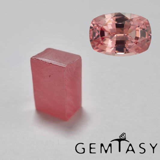 Piedra en bruto para facetar - Zafiro Padparadscha Czochralski (Extraído) cultivado en laboratorio 25-29ct