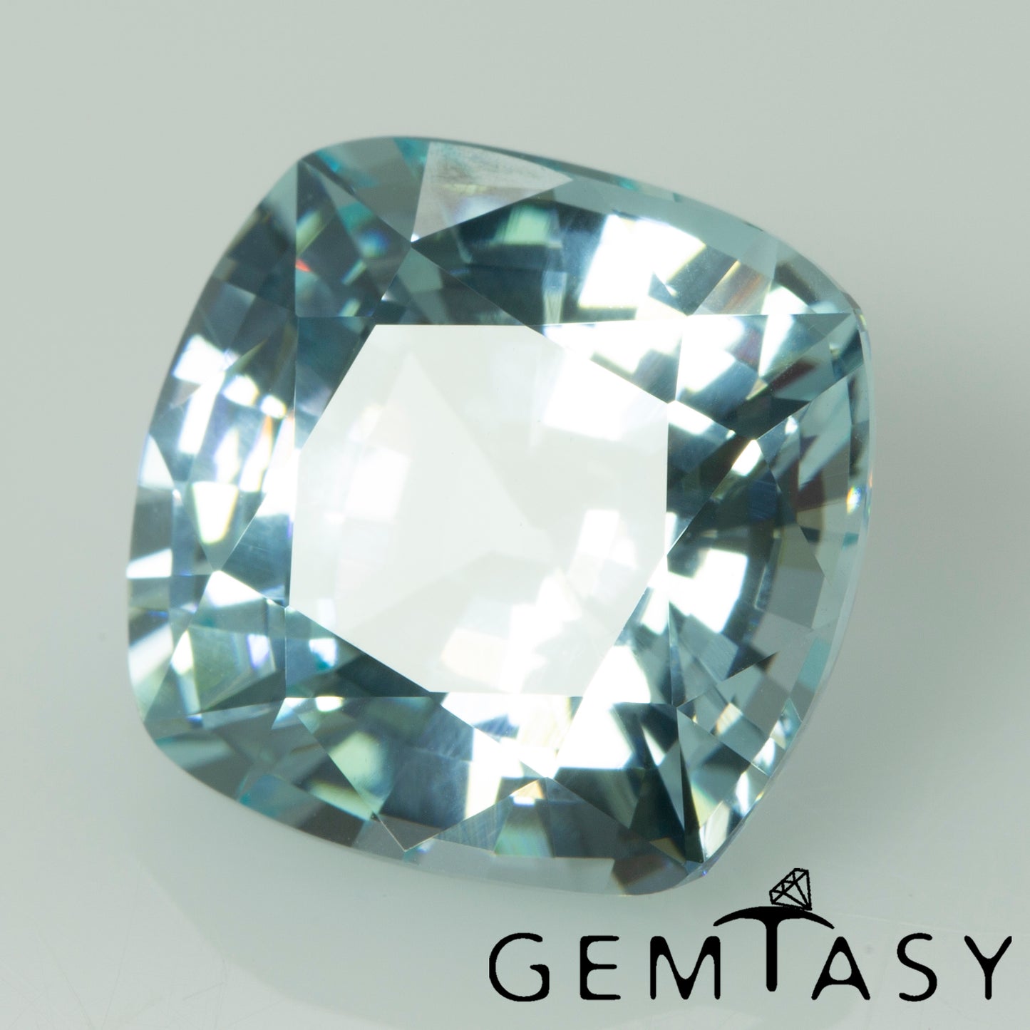 Cut stone - Paraiba YAG Czochralski (Pulled) lab grown, facet Cushion 11x11mm 8.42-9.24ct