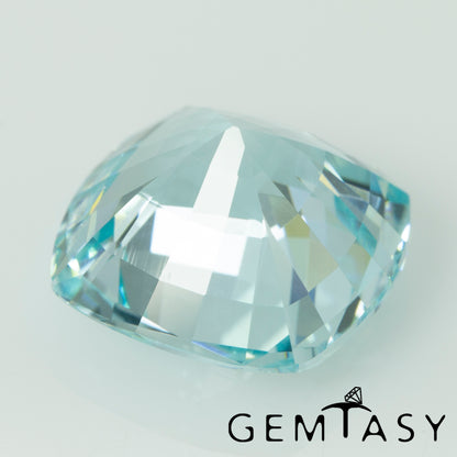 Cut stone - Paraiba YAG Czochralski (Pulled) lab grown, facet Cushion 11x11mm 8.42-9.24ct