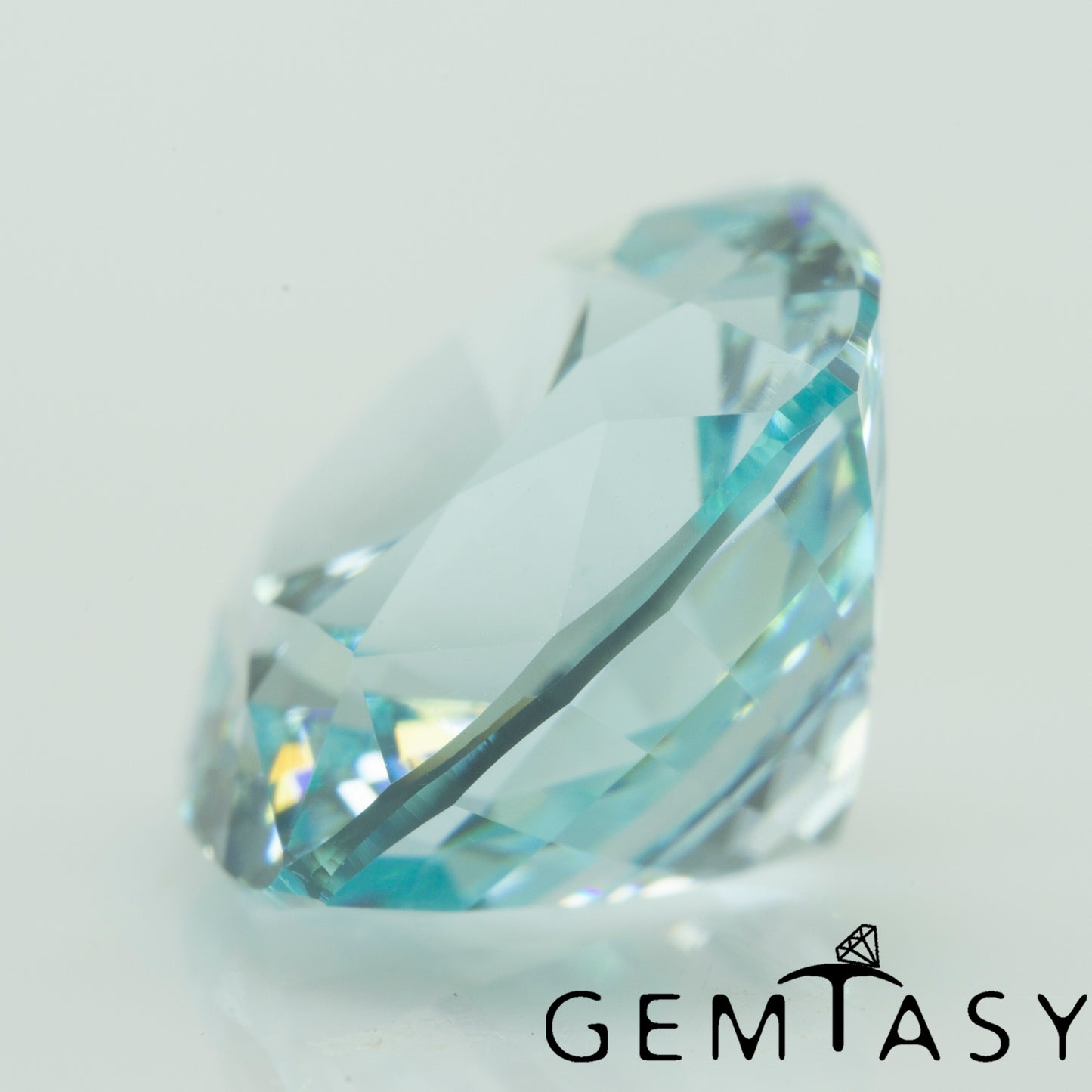 Cut stone - Paraiba YAG Czochralski (Pulled) lab grown, facet Cushion 11x11mm 8.42-9.24ct