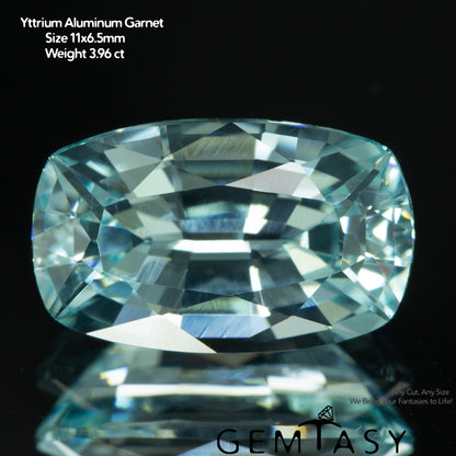 Cut stone - Paraiba YAG Czochralski (Pulled) lab grown, facet Cushion 11x6.5mm 3.96ct