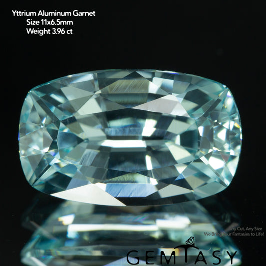 Pierre taillée - Paraiba YAG Czochralski (Tiré) cultivé en laboratoire, facette Coussin 11 x 6,5mm 3,96 ct