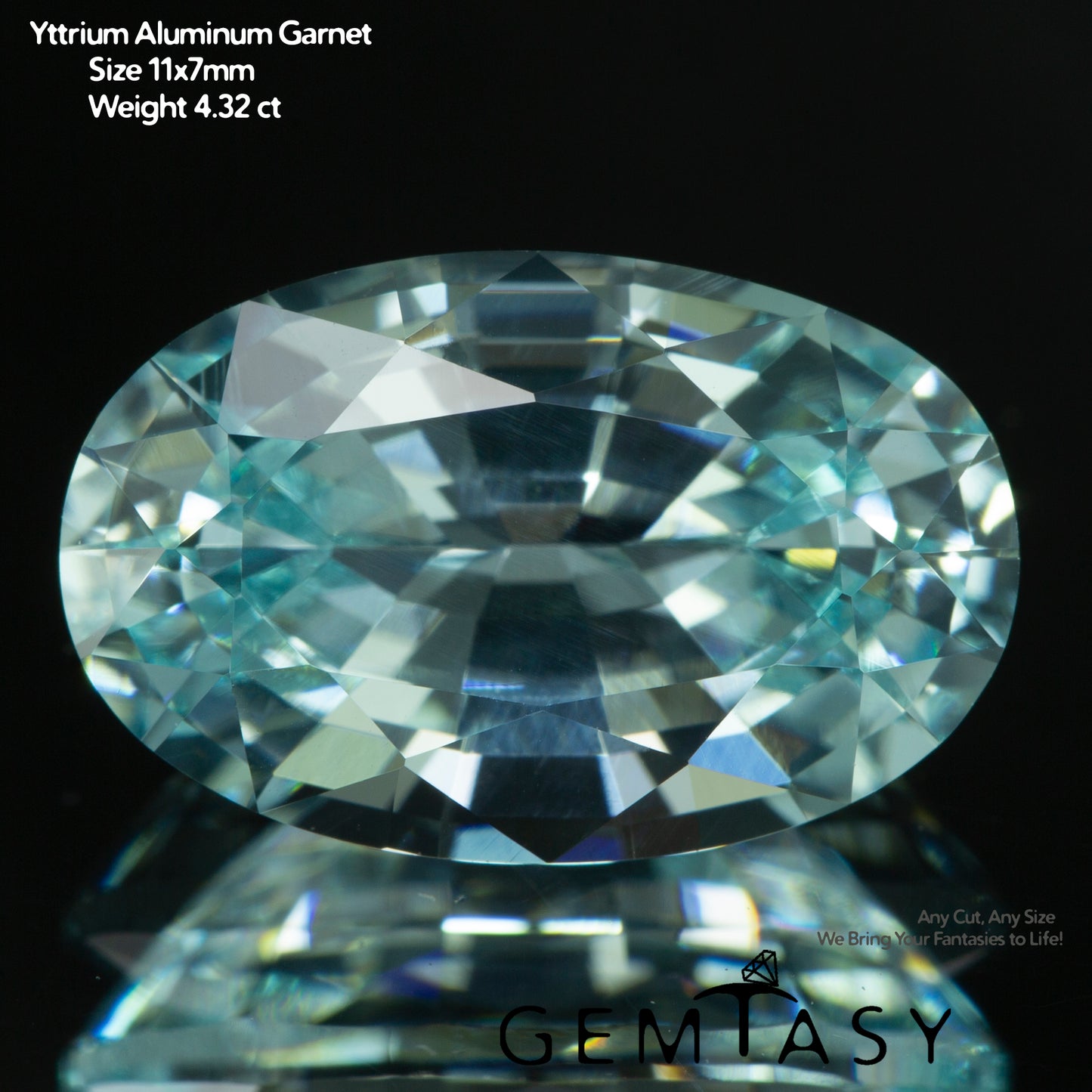 Cut stone - Paraiba YAG Czochralski (Pulled) lab grown, facet Oval 11x7mm 3.91-4.32ct