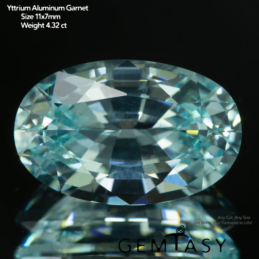 Pierre taillée - Paraiba YAG Czochralski (Tiré) cultivé en laboratoire, facette Ovale 11x7mm 3,91-4,32 ct