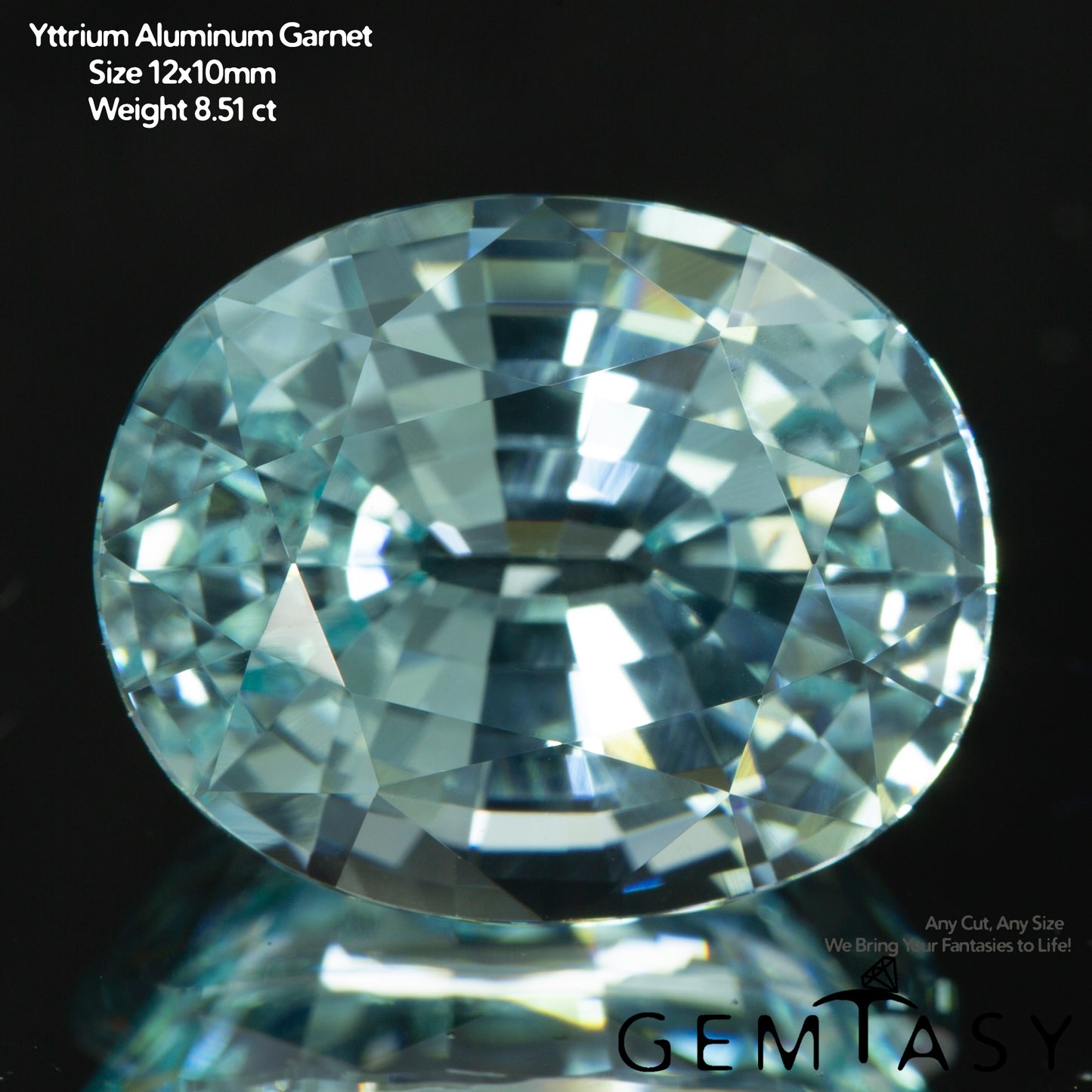 Cut stone - Paraiba YAG Czochralski (Pulled) lab grown, facet Oval 12x10mm 8.12-8.96ct