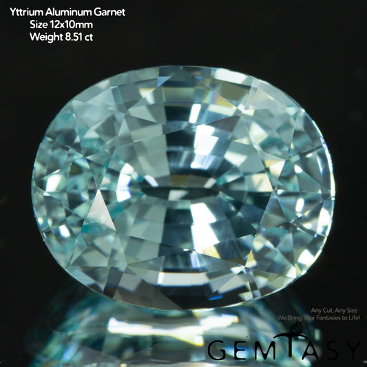 Pierre taillée - Paraiba YAG Czochralski (Tiré) cultivé en laboratoire, facette Ovale 12x10mm 8,12-8,96 ct