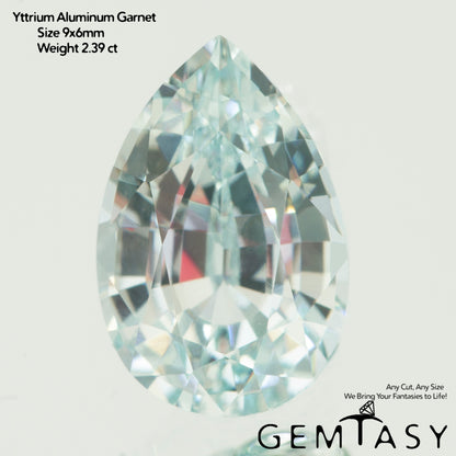 Cut stone - Paraiba YAG Czochralski (Pulled) lab grown, facet Pear 9x6mm 2.02-2.39ct
