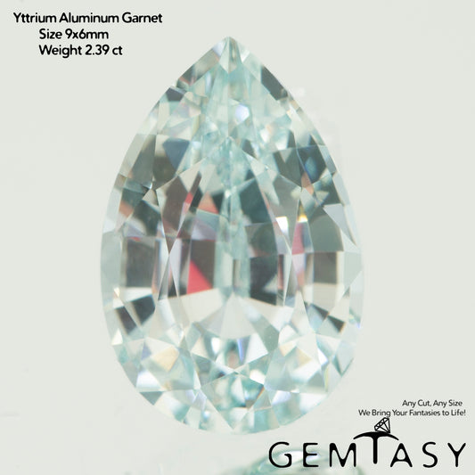 Pierre taillée - Paraiba YAG Czochralski (Tiré) cultivé en laboratoire, facette Poire 9x6mm 2,02-2,39 ct