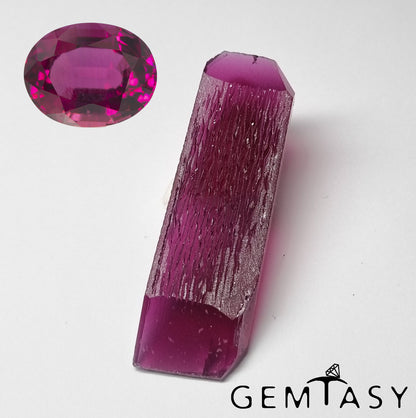 Piedra en bruto para tallar - Berilo rojo Púrpura cultivada en laboratorio hidrotermal de 119,65 ct