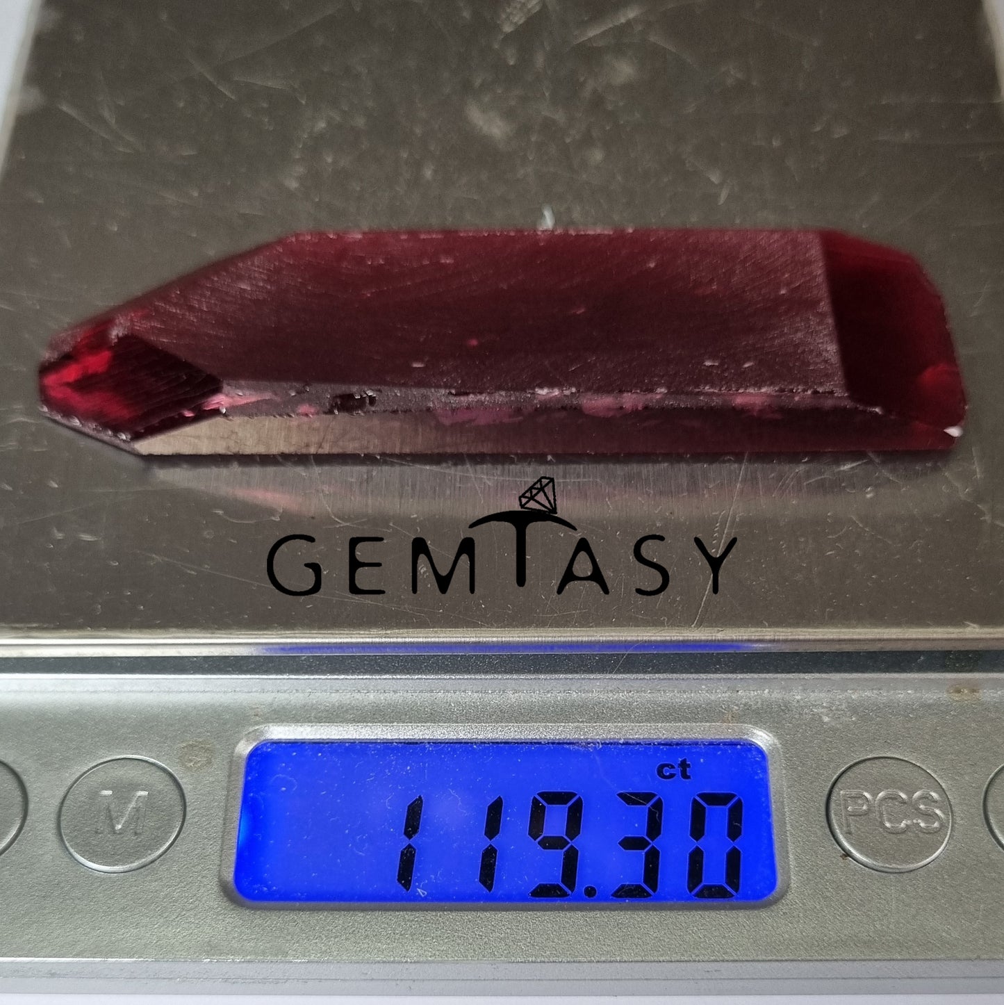 Piedra en bruto para tallar - Berilo rojo cultivada en laboratorio hidrotermal de 119,30 ct
