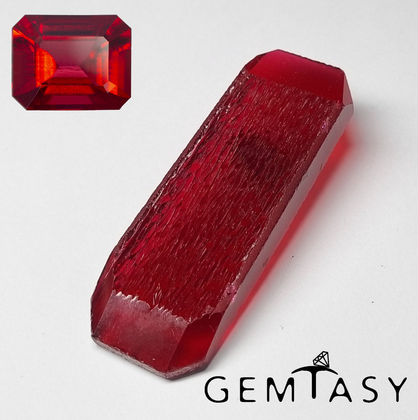 Piedra en bruto para tallar - Berilo rojo cultivada en laboratorio hidrotermal de 151,25 ct