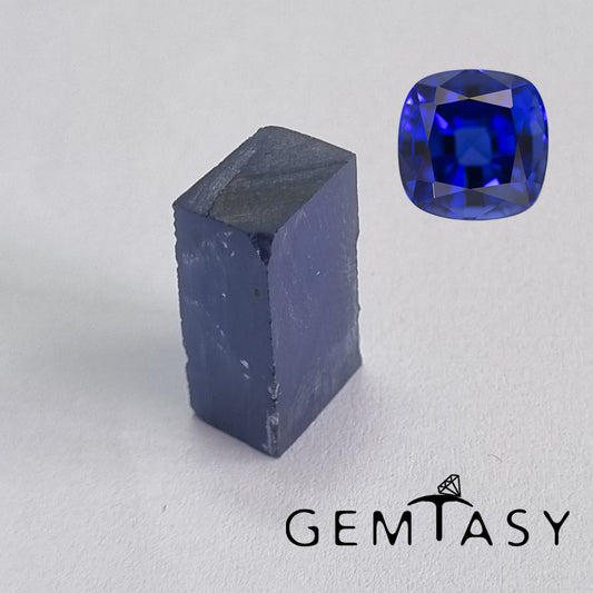 Rough stone for faceting - Sapphire Royal Blue Czochralski (Pulled) lab grown 19-24ct