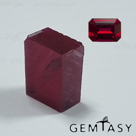 Rough stone for faceting - Ruby Pigeon blood Czochralski (Pulled) lab grown 20-24ct