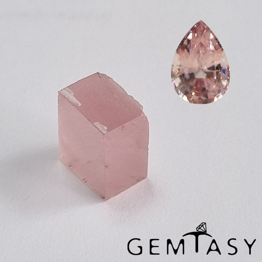 Rough stone for faceting - Sapphire Pink light Czochralski (Pulled) lab grown 19-24ct