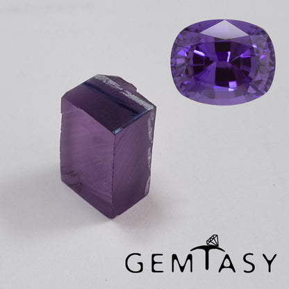 Rough stone for faceting - Sapphire Violet Czochralski (Pulled) lab grown 23-26ct