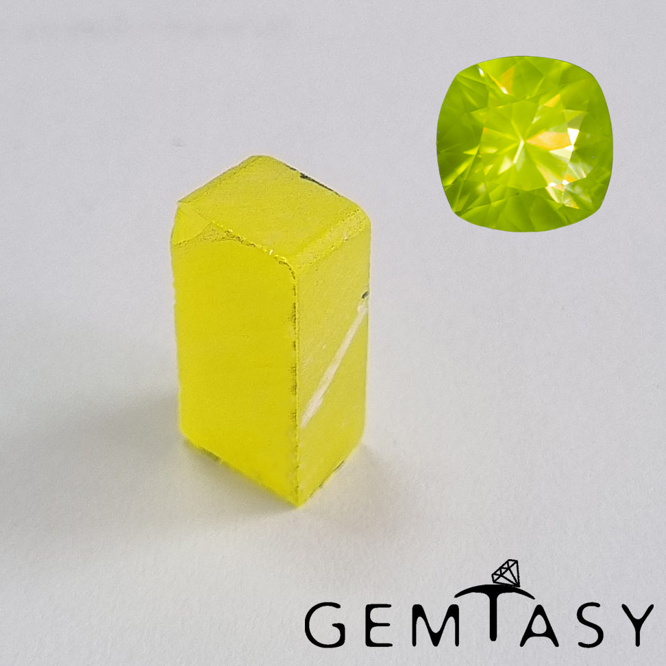 Rough stone for faceting - YAG Yellow neon Czochralski (Pulled) lab grown 21-25ct