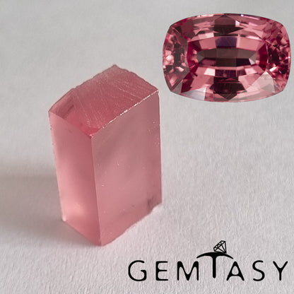 Rough stone for faceting - Sapphire Padparadscha Czochralski (Pulled) lab grown 24-28ct