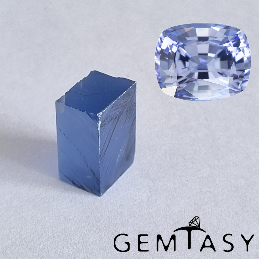 Rough stone for faceting - Sapphire Light Blue Czochralski (Pulled) lab grown 24-26ct