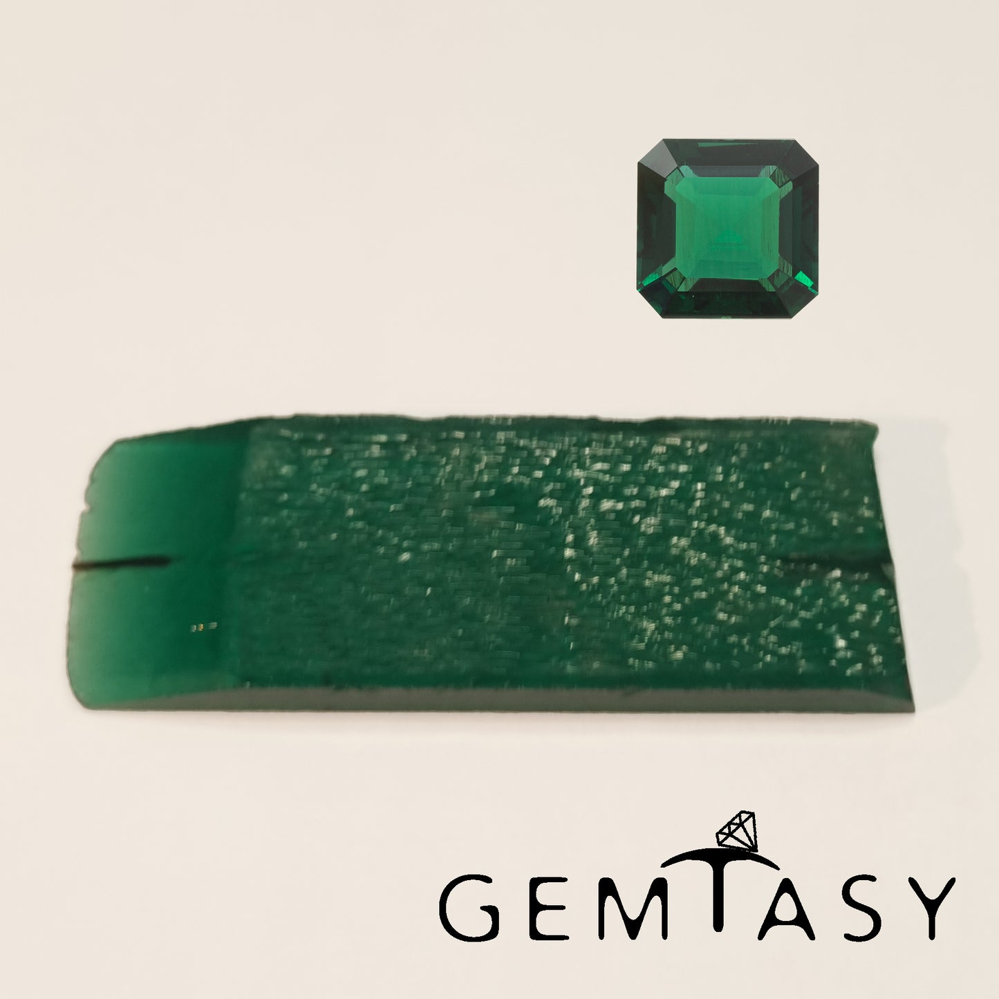 Rough stone for faceting - Emerald Zambian hydrothermal lab grown 84.55ct