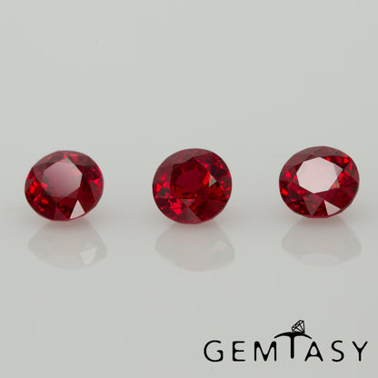 Cut stone - Ruby Pigeon blood Czochralski (Pulled) lab grown, facet Round 5mm 0.75-0.76ct