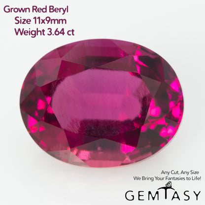 Cut stone - Red Beryl hydrothermal lab grown, facet Oval 11x9mm 3.46ct