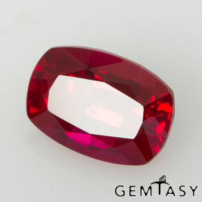 Cut stone - Ruby Pigeon blood Czochralski (Pulled) lab grown, facet Cushion 7x5mm 1.11-1.28ct