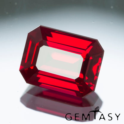 Cut stone - Ruby Pigeon blood Czochralski (Pulled) lab grown, facet Octagon 8x6mm 1.85-2.32ct