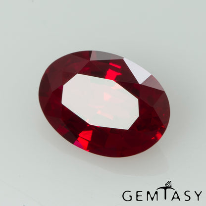 Discounted !!! Cut stone - Ruby Pigeon blood Czochralski (Pulled) lab grown, facet Oval 7x5mm 0.79ct