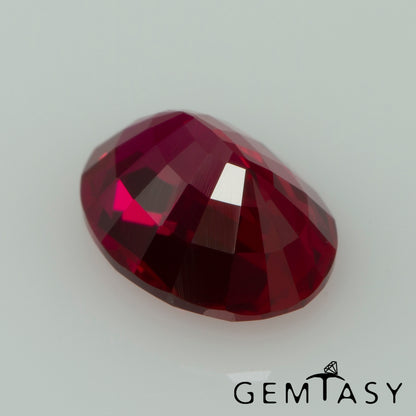 Cut stone - Ruby Pigeon blood Czochralski (Pulled) lab grown, facet Oval 7x5mm 0.91-1.05ct