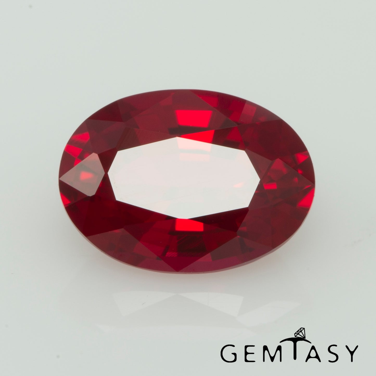 Cut stone - Ruby Pigeon blood Czochralski (Pulled) lab grown, facet Oval 7x5mm 0.95-1.12ct