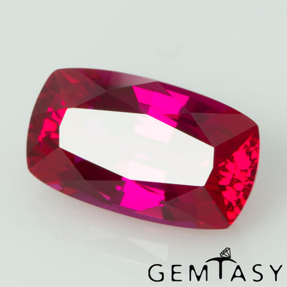 Cut stone - Ruby Pink Czochralski (Pulled) lab grown, facet Cushion 12x7mm 4.03-4.24ct